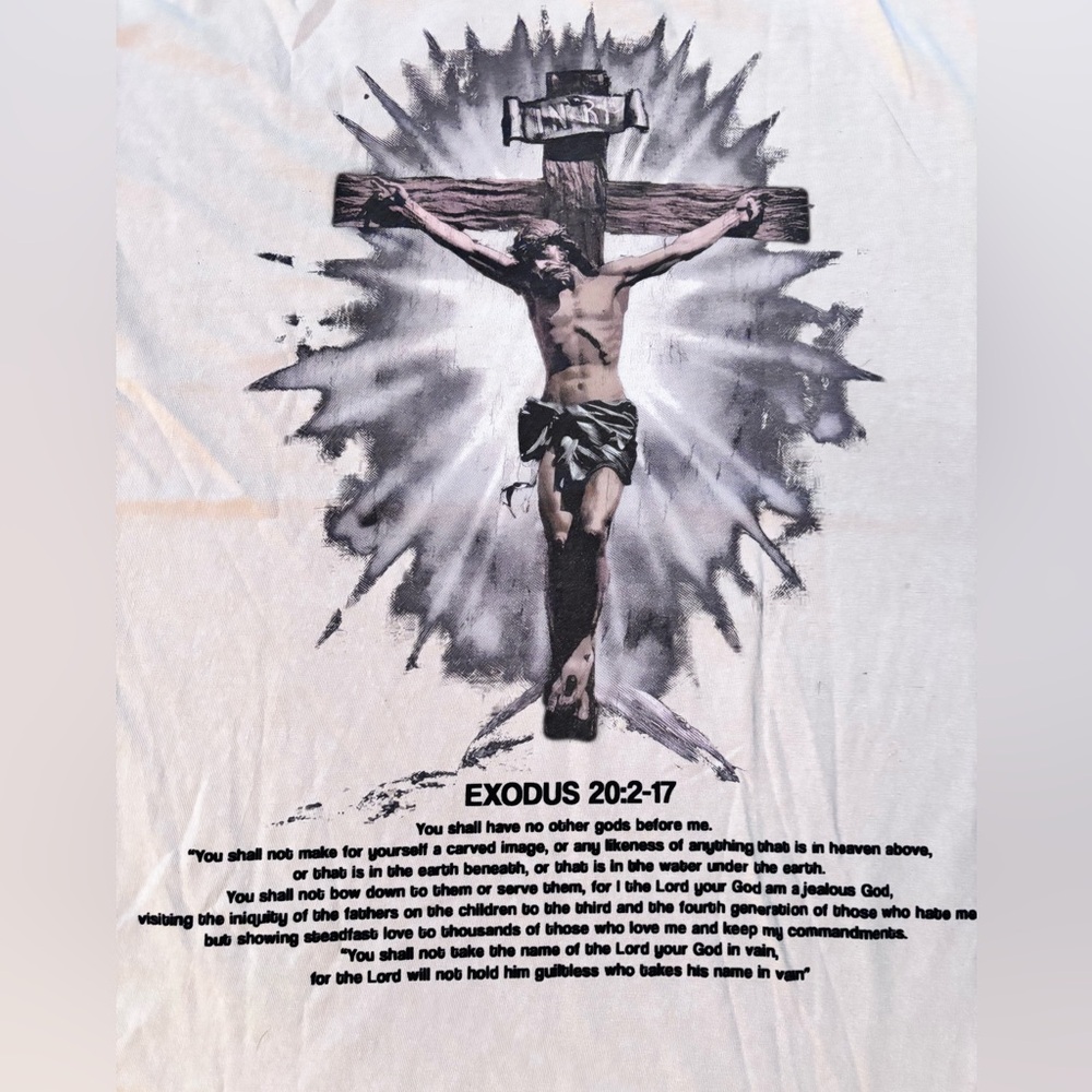 Cream Graphic T-Shirt with Religious Print